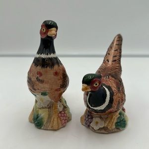 1990s Fitz and Floyd Pheasant Salt and Pepper Shakers - a Pair